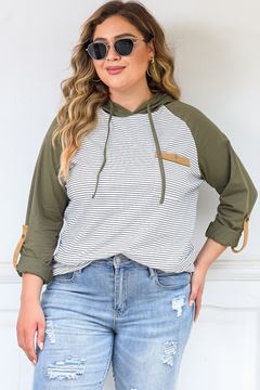 Picture of PLUS SIZE TOP STRIPED WITH BUTTONS AND POCKET